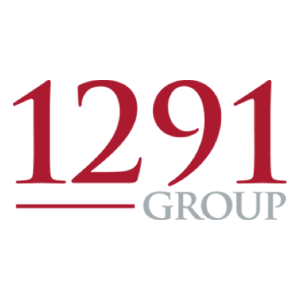 1291 Group logo in dark red serif numerals above the word Group